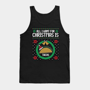 Ugly Christmas Sweater All I want is Tacos Tank Top